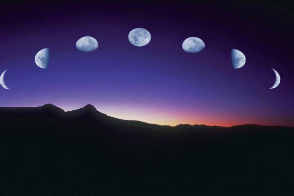 лунные фазы в ночном небе