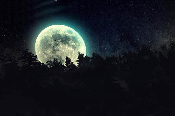 Полная Луна в ночном небе