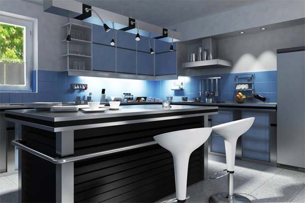 Кухонный интерьер в синих тонах