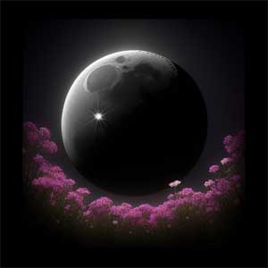 черная Луна и розовые цветы