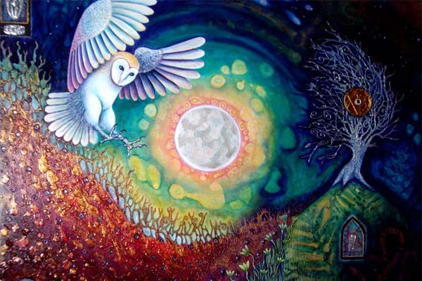 Мистическая картинка - Луна и сова