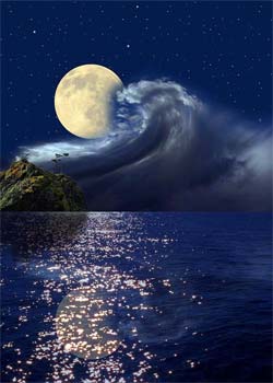 мистическая Луна в ночном небе