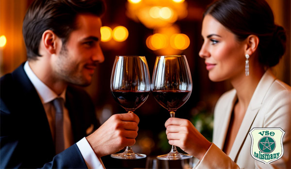 мужчина и женщина пьют вино