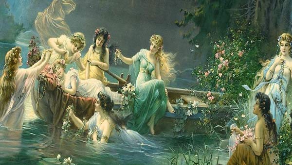 девушки в озере на лодке