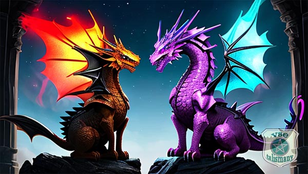 красный и фиолетовый драконы