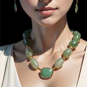 ожерелье с зелеными камнями