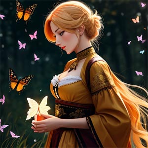 девушка и бабочки
