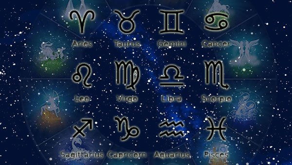 знаки Зодиака на фоне звездного неба
