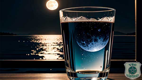 Луна отражается в стакане воды