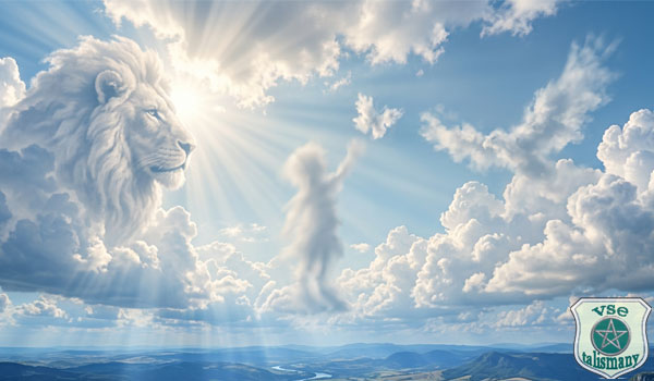 лев и мальчик в облаках