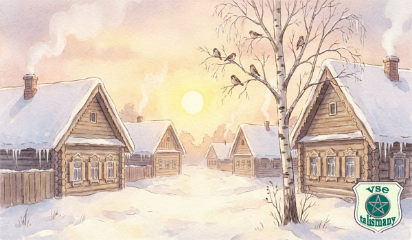 деревня, воробьи сидят на березе