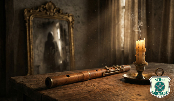 Старинная флейта и свеча