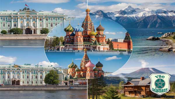 коллаж из достопримечательностей России