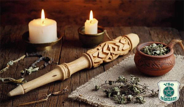 ритуальный жезл, магические травы, свечи