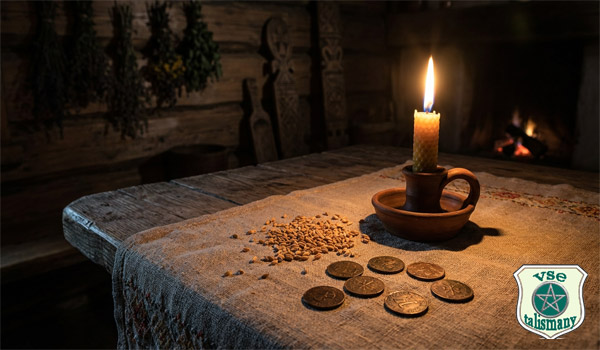 мелочь на столе, покрытом грубой мешковиной