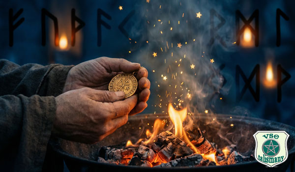 колдун держит в руках магический пентакль