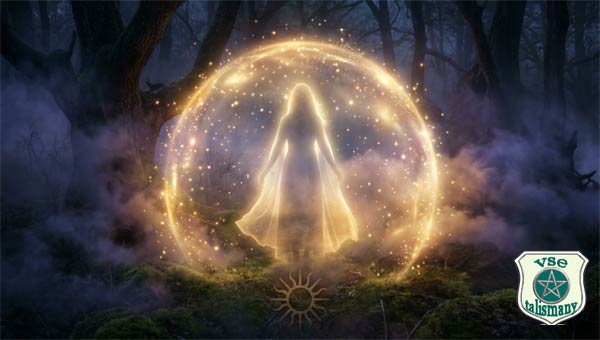 защитная аура желтого цвета ограждает человека